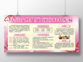 粉色简单温馨关注女性健康预防妇科疾病宣传展板妇科展板